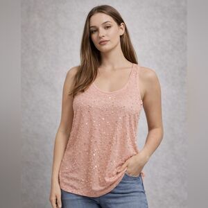 Candie's Peach Sequin Tank Top - Size M